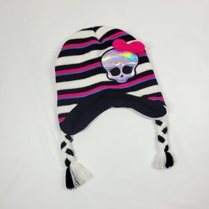 Monster High Knit Aviator Beanie Skulette Striped Girls OS (4-16)
